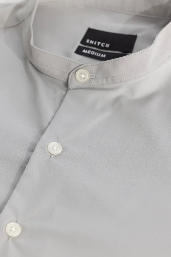 Ash Grey Plain Mandarin Shirt