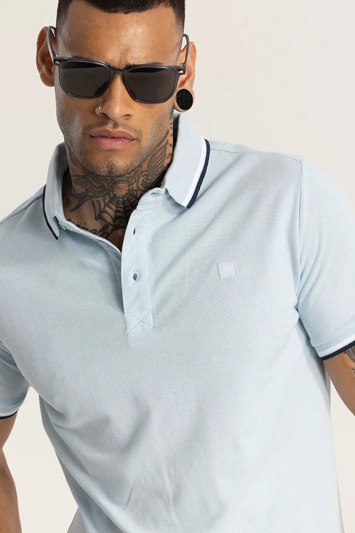 Light Blue Slim Fit Polo T-Shirt