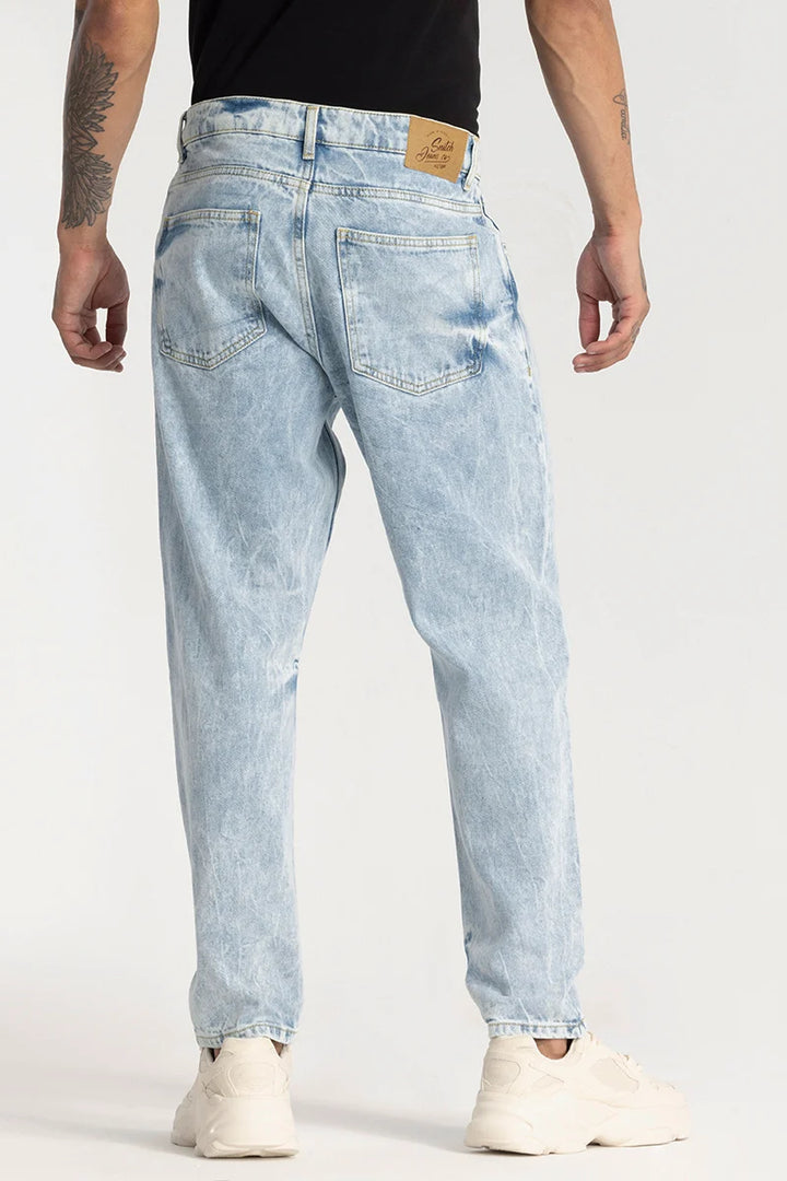 Light Blue Plain Baggy Fit Jeans