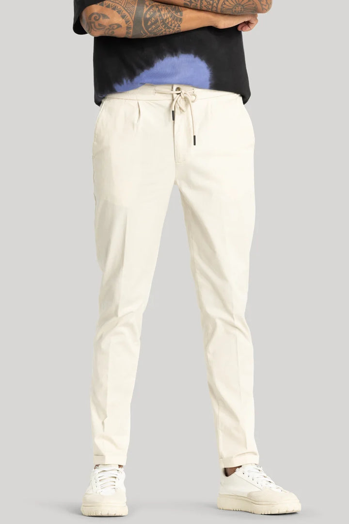 Angelo Cream Plain Slim Fit Chinos