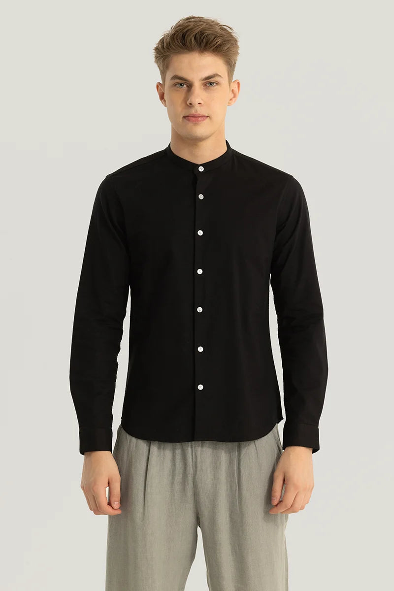 Zelie Black Plain Stretch Shirt