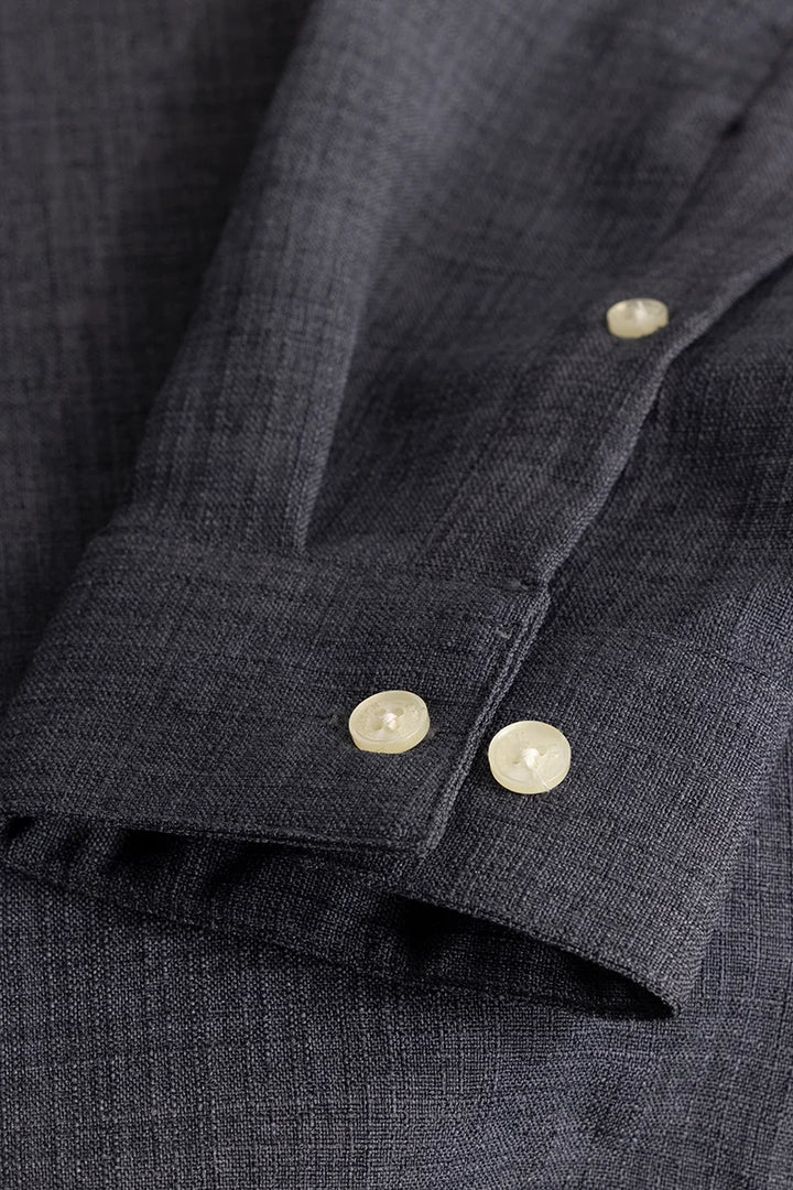 Grey Mandarin Linen Shirt