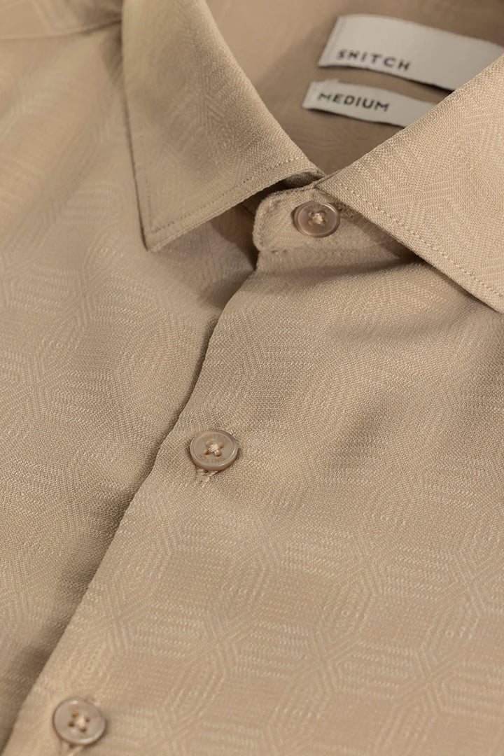 Anselmo Beige Self-Design Shirt