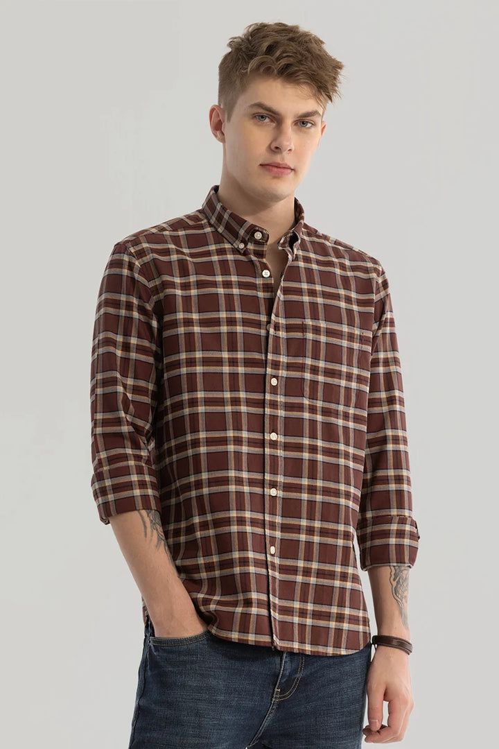 Brown Checks Oxford Shirt