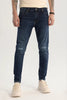 Dark Blue Distressed Skinny Fit Jeans