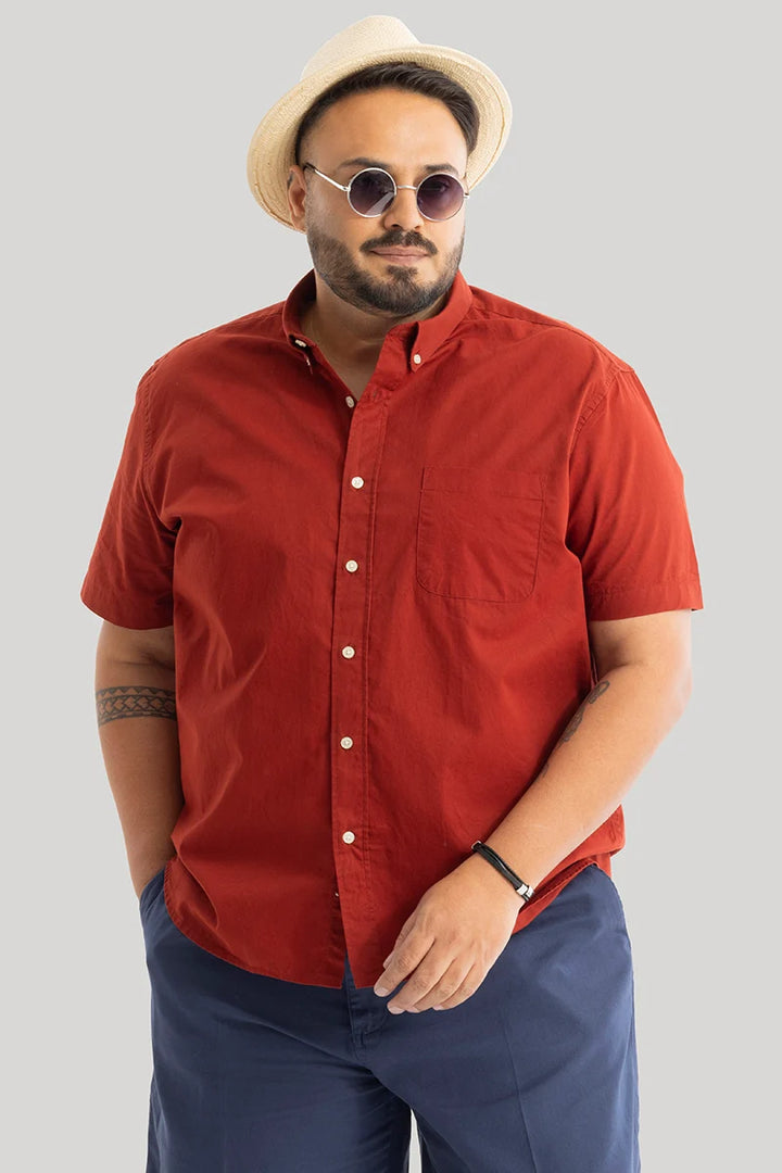 Downtown Red Oxford Plus Size Shirt