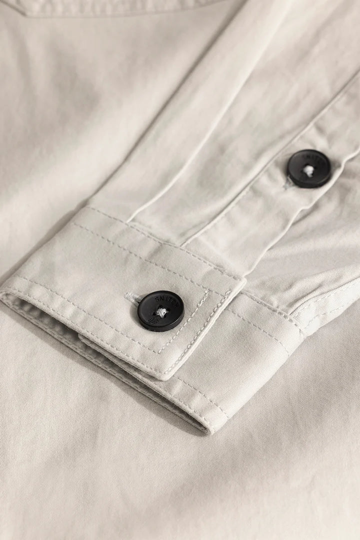 Grey Double Pocket Slim Fit Shirt