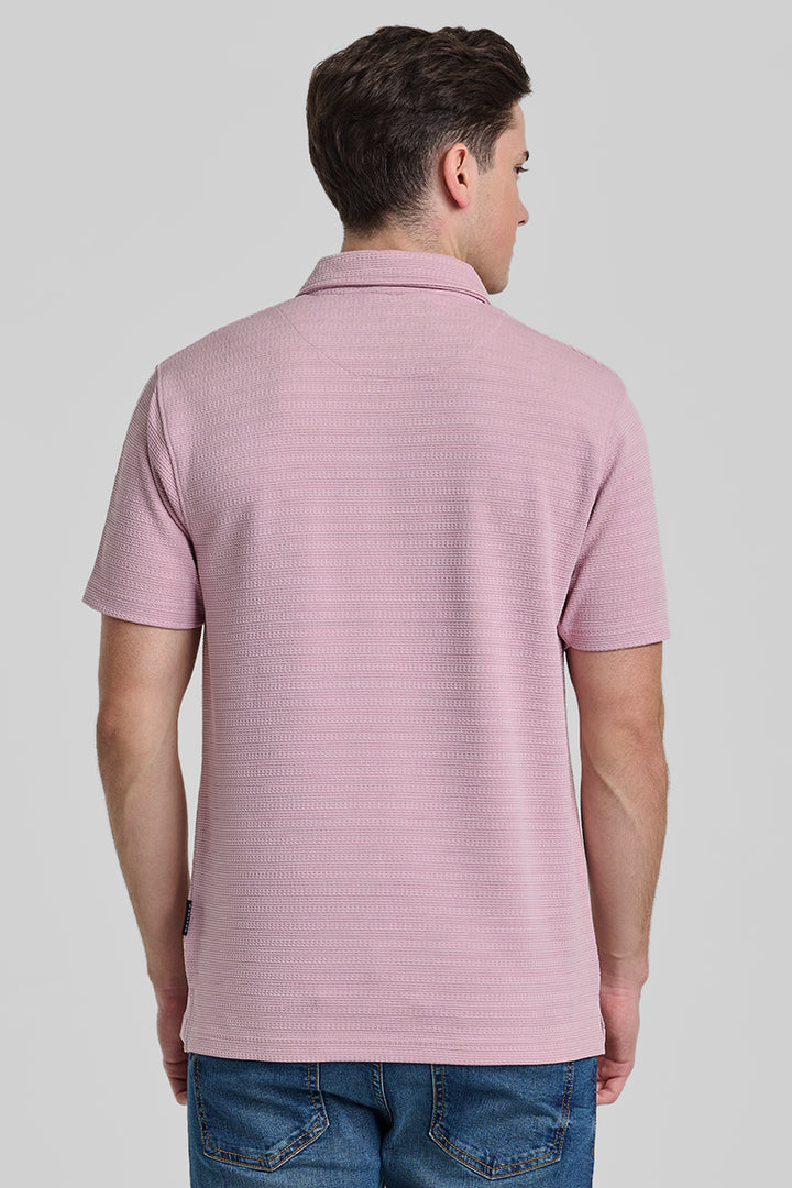 Light Pink Textured Polo T-Shirt