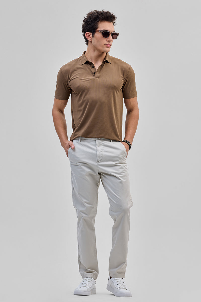 Cream Slim Fit Trousers