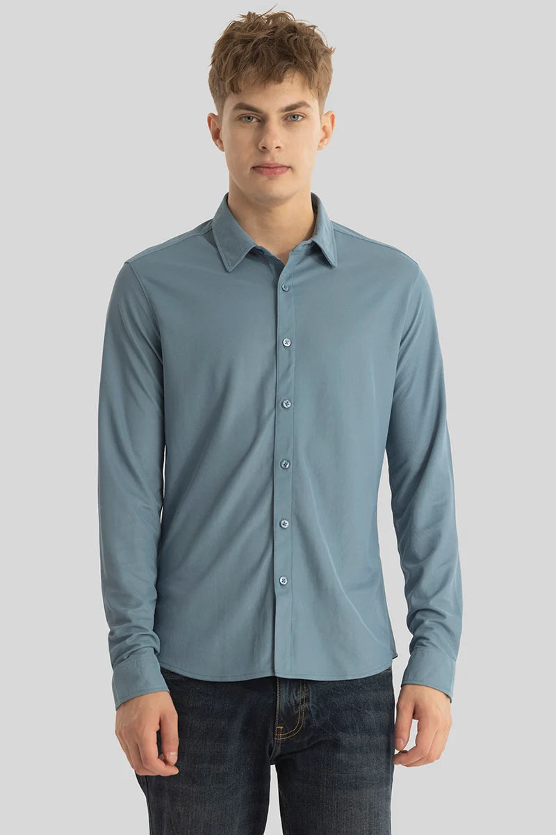 Carmine Blue Knitted Shirt