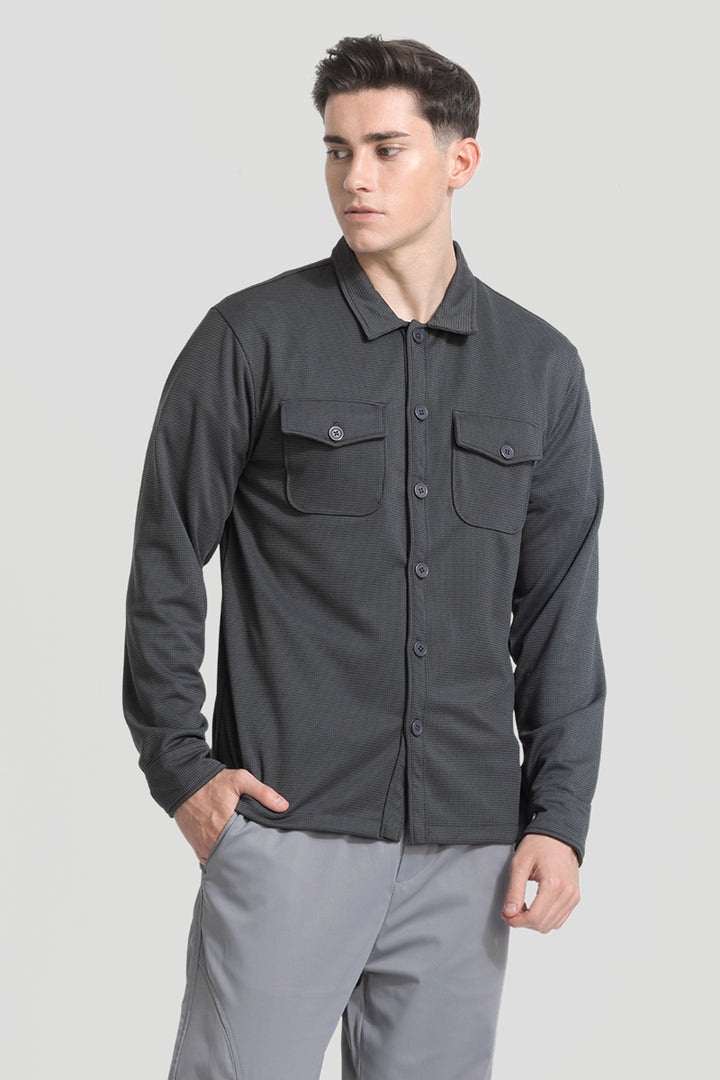 Grey Grid Checks Overshirt