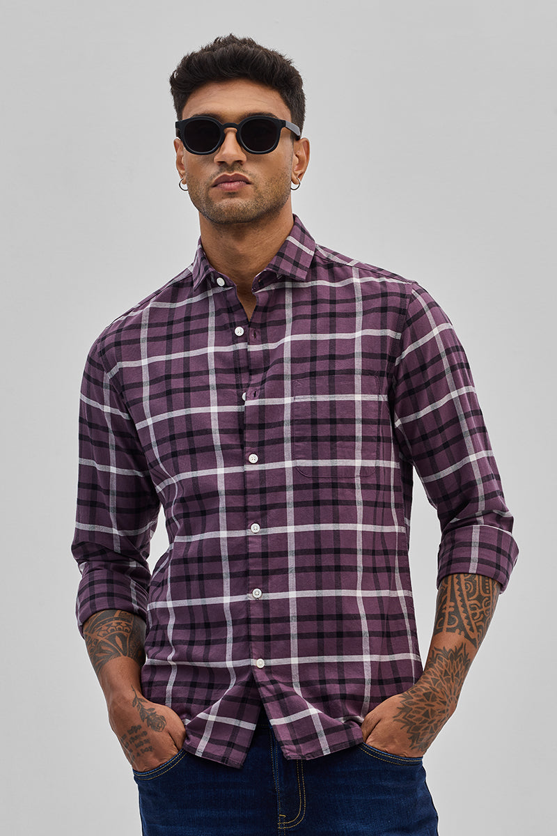 Purple Slim Fit Checks Shirt