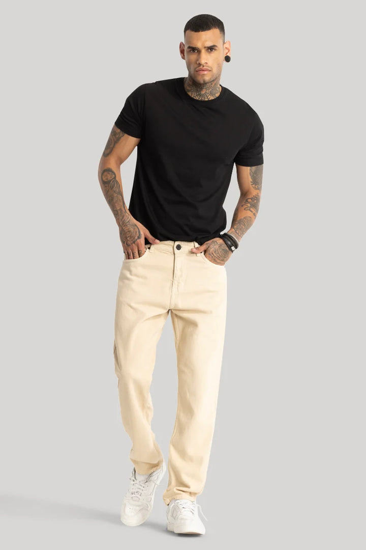 Beige Baggy Fit Jeans