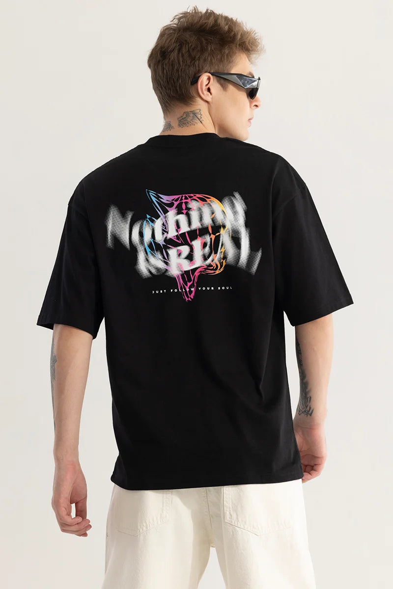 Hypersplice Black Graphic Oversized T-Shirt