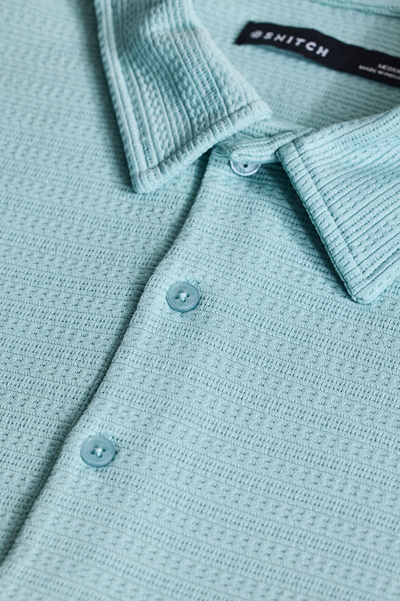 Turquoise Textured Polo T-Shirt