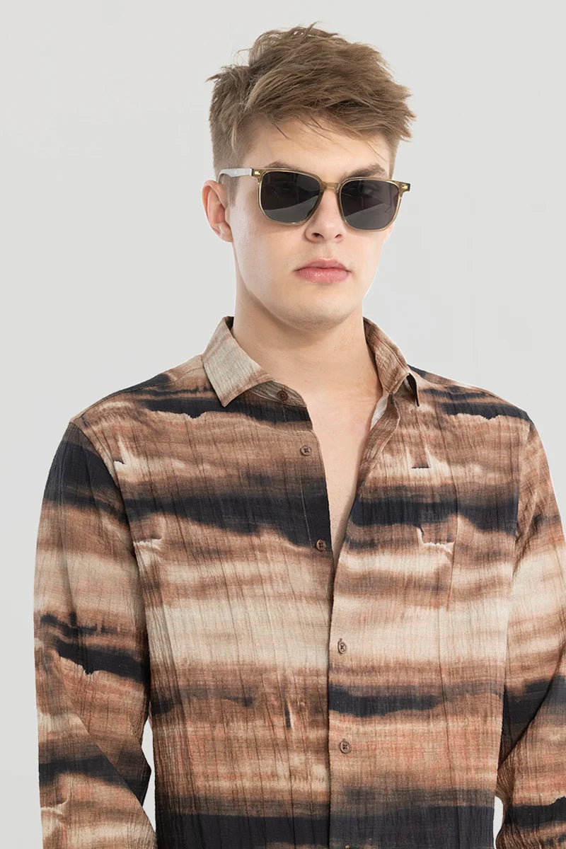 Brown Textured Abstract Shirt