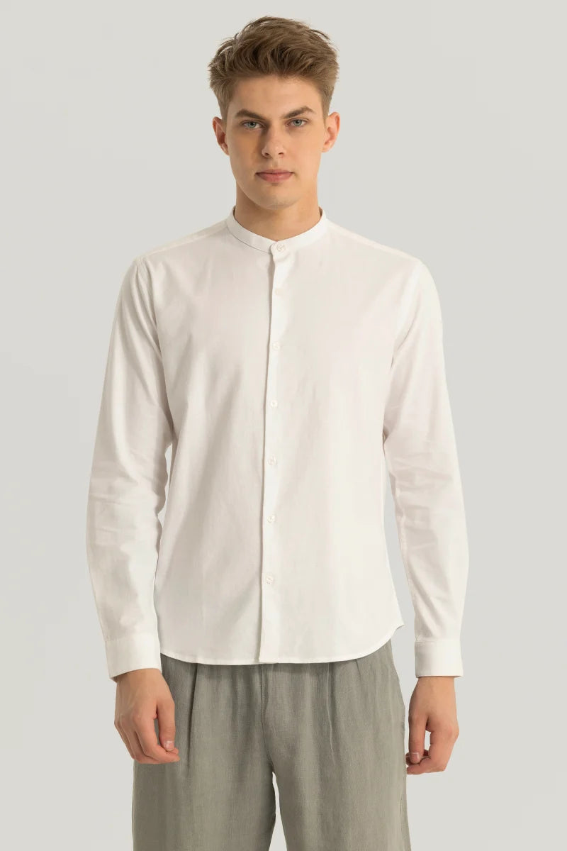 Zelie Off White Plain Stretch Shirt