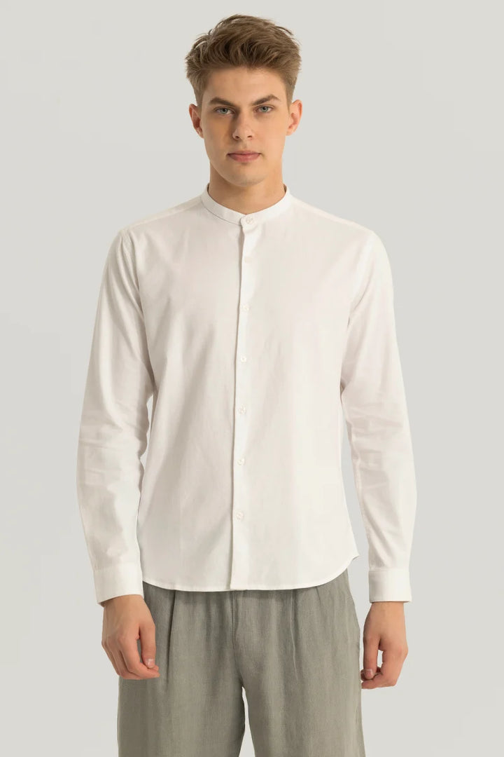 Zelie Off White Plain Stretch Shirt