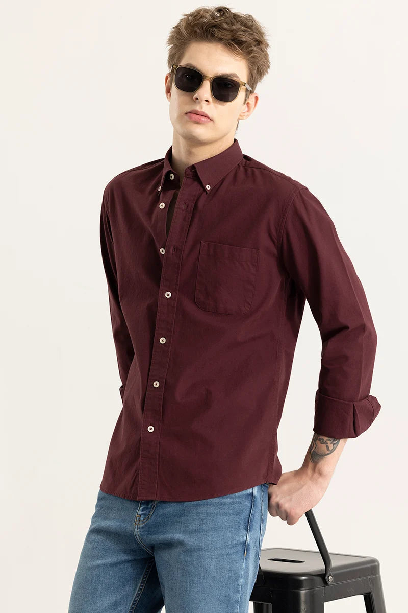 Shirtolo Plain Maroon Shirt