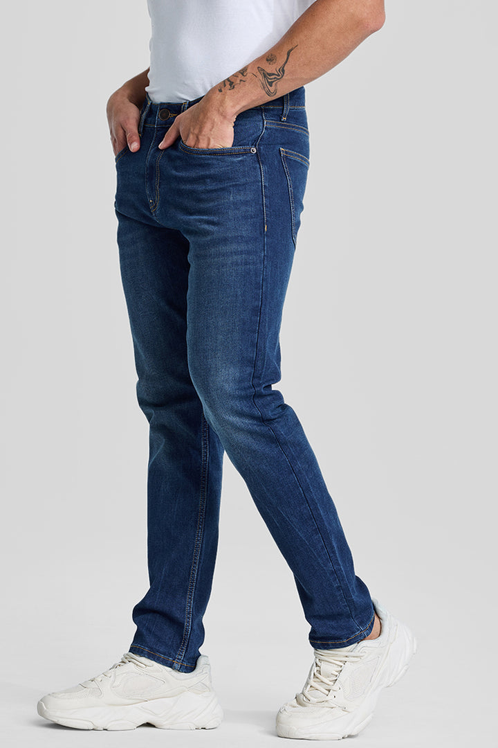 Dark Blue Tapered Fit Jeans