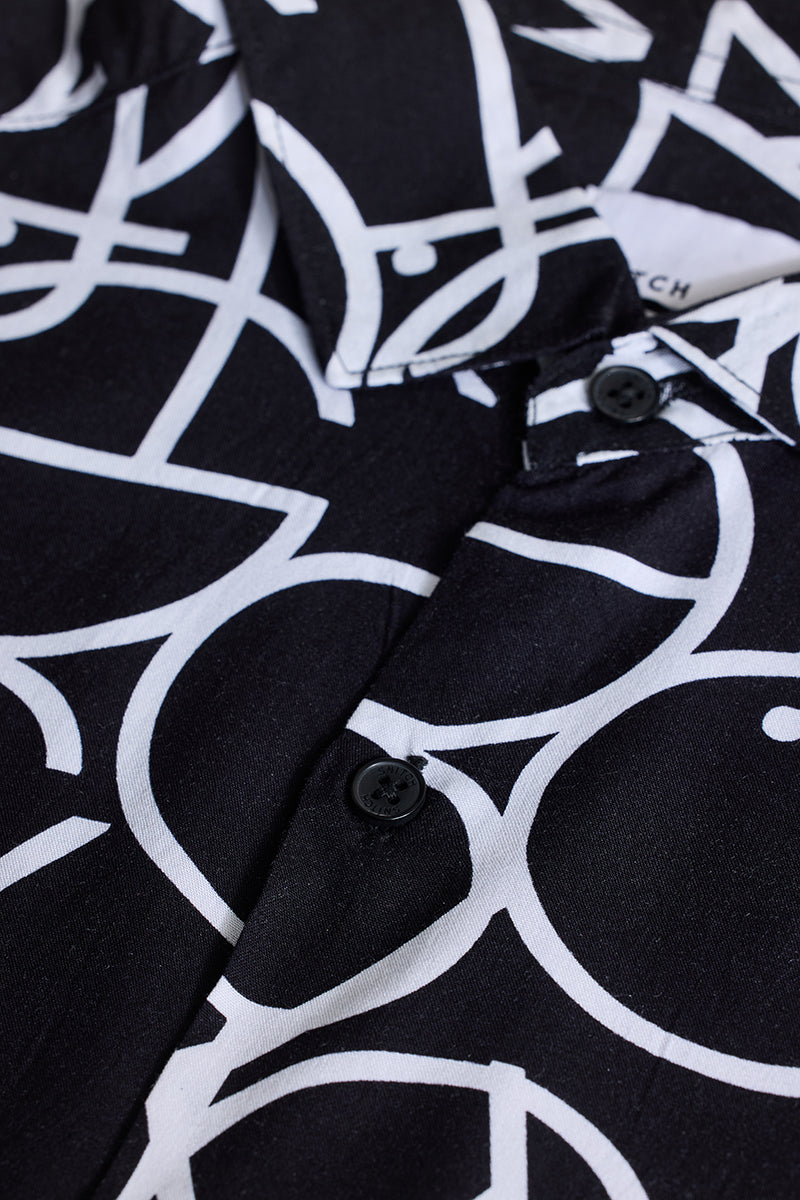 Black Abstract Slim Fit Shirt