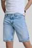 Light Blue Regular Fit Denim Shorts