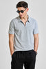 Grey Zipper Textured Polo T-Shirt