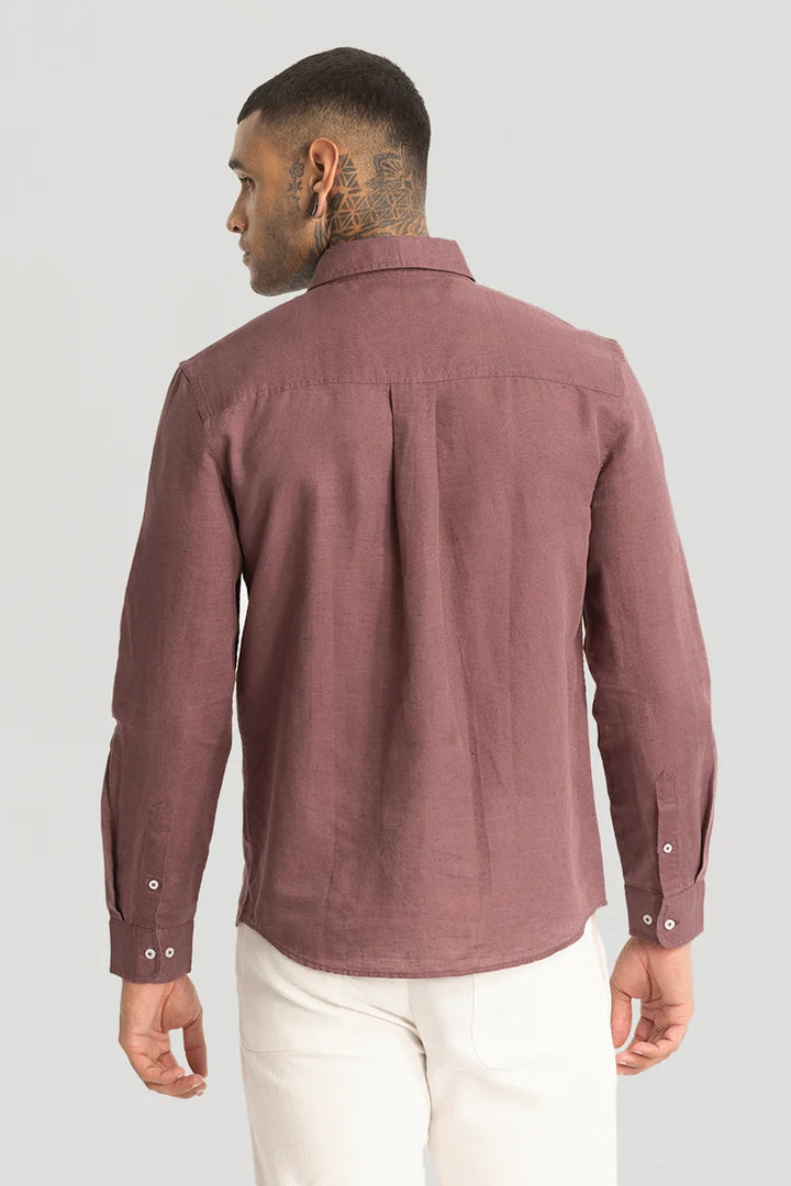 Mauve Linen Blend Shirt