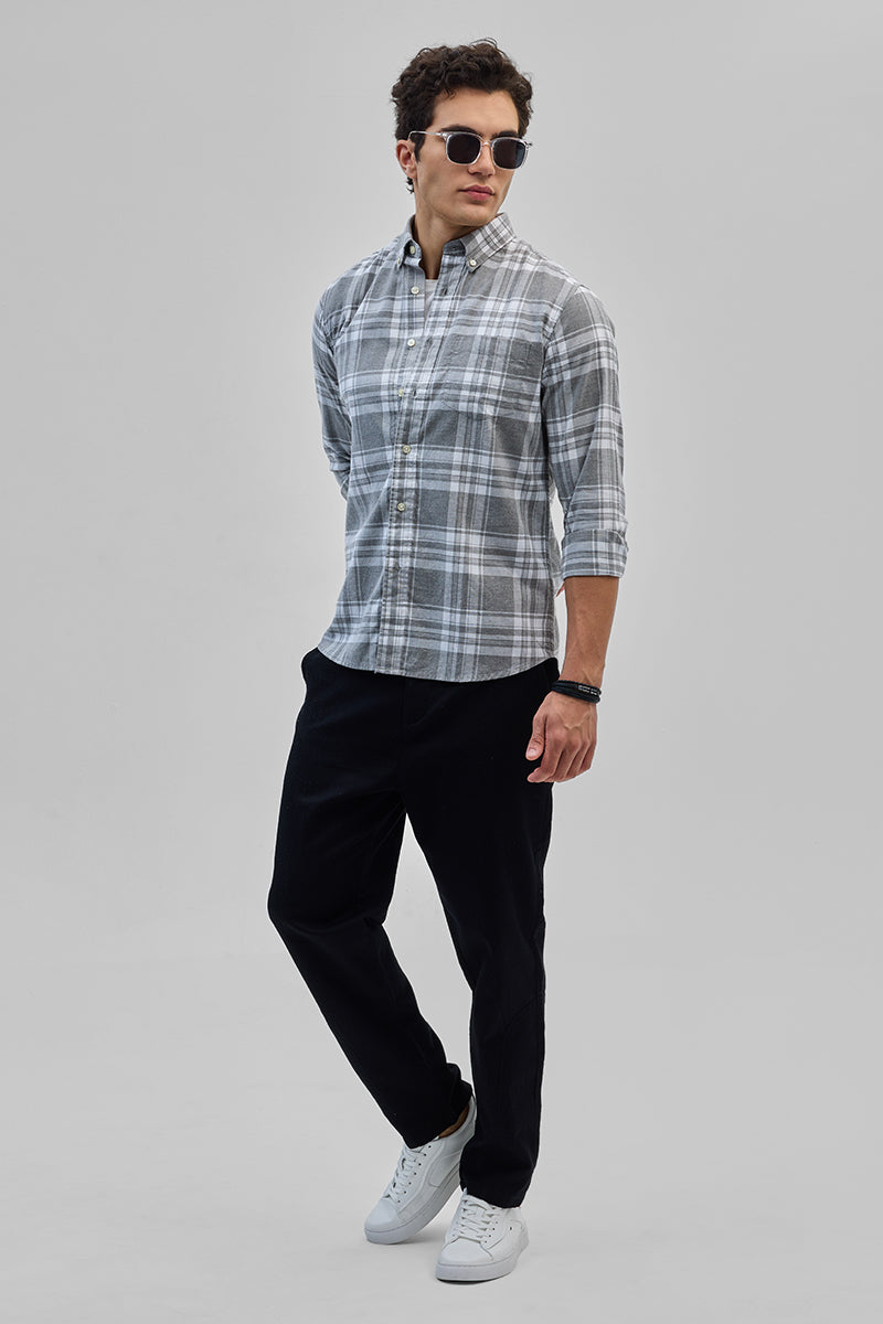 Grey Oxford Checks Shirt