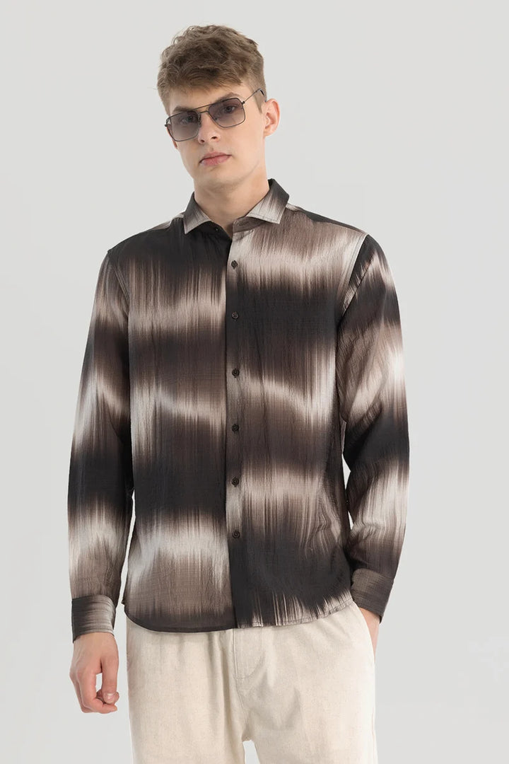 Dark Brown Textured Abstract Shirt