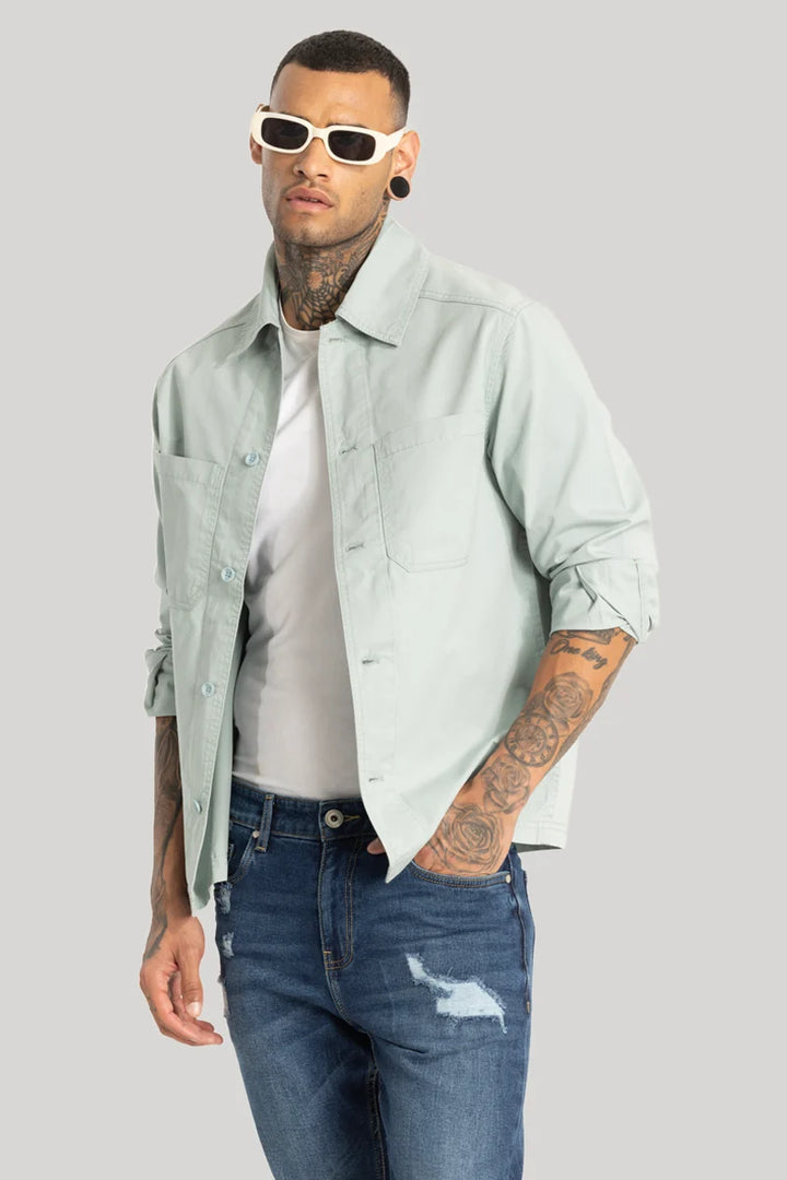 Double Pocket Light Blue Overshirt