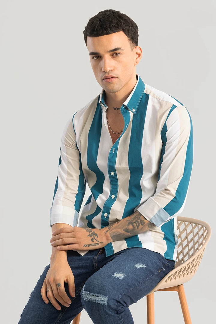 Clemence Teal Stripes Shirts