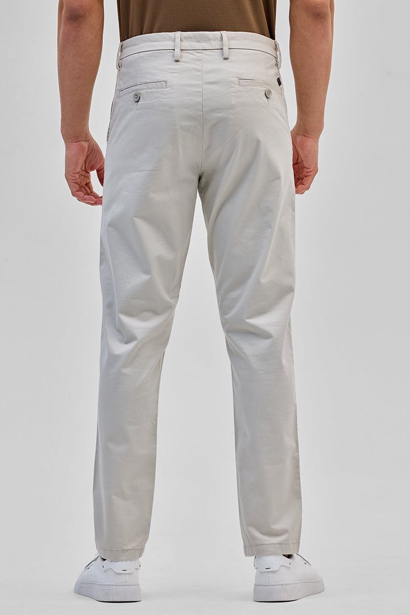 Cream Slim Fit Trousers