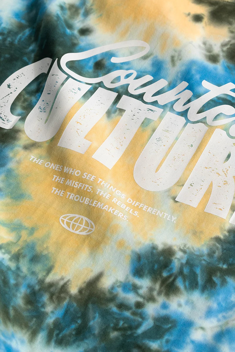 Counter Culture Blue Tye Dye Oversized T-Shirt