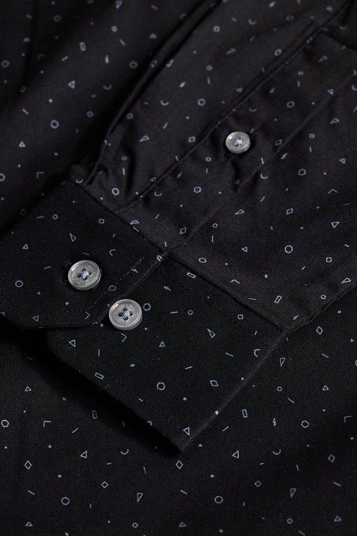 Black Geometric Slim Fit Shirt