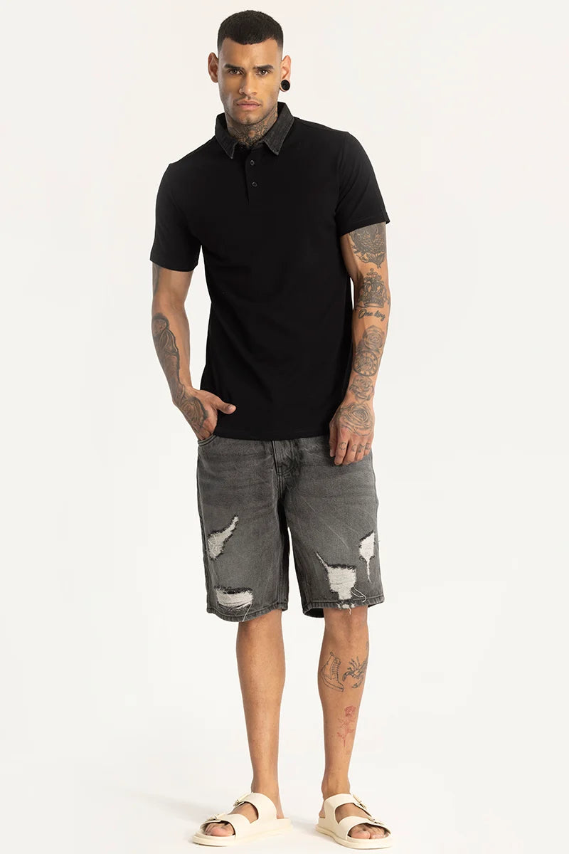 Black Slim Fit Polo T-Shirt