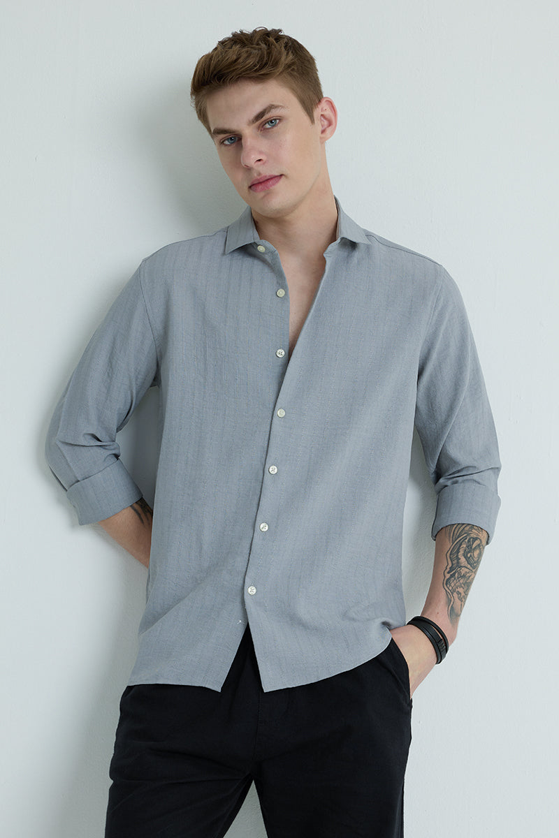 Light Grey Self Stripe Shirt