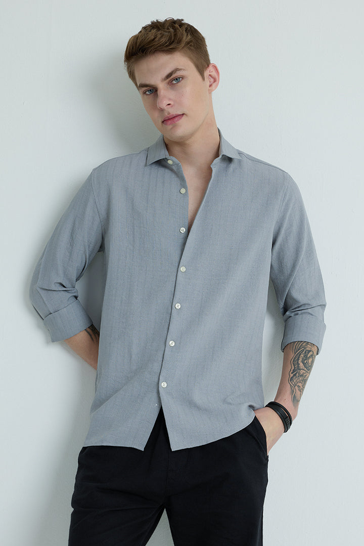 Light Grey Self Stripe Shirt