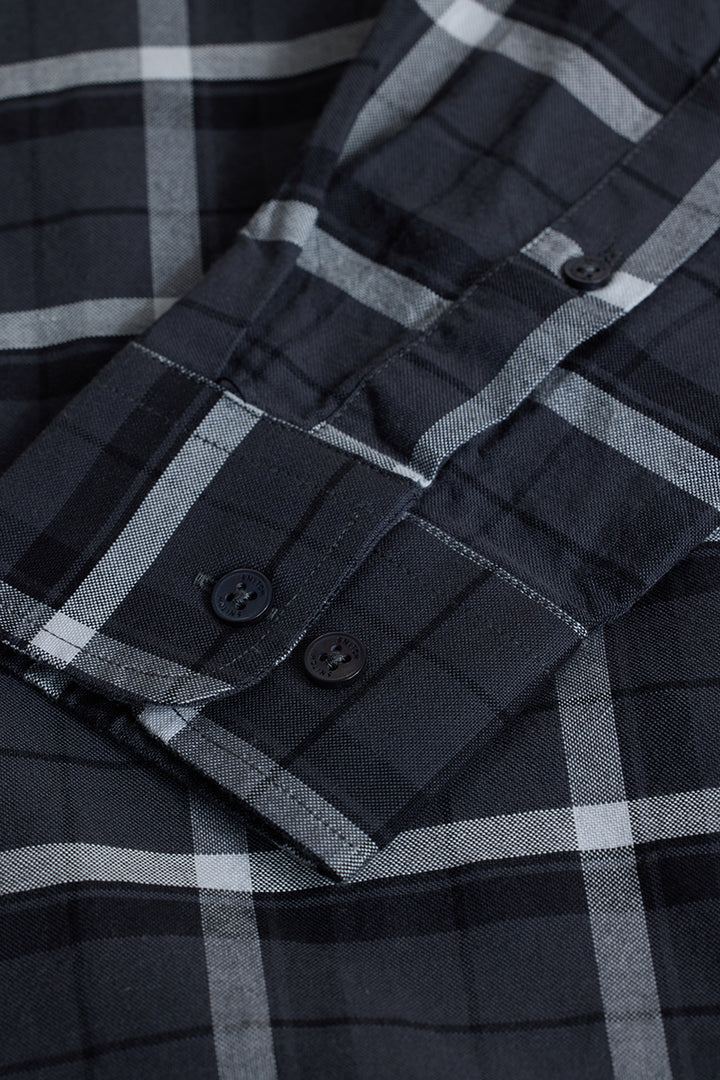 Charcoal Grey Checks Slim Fit Shirt