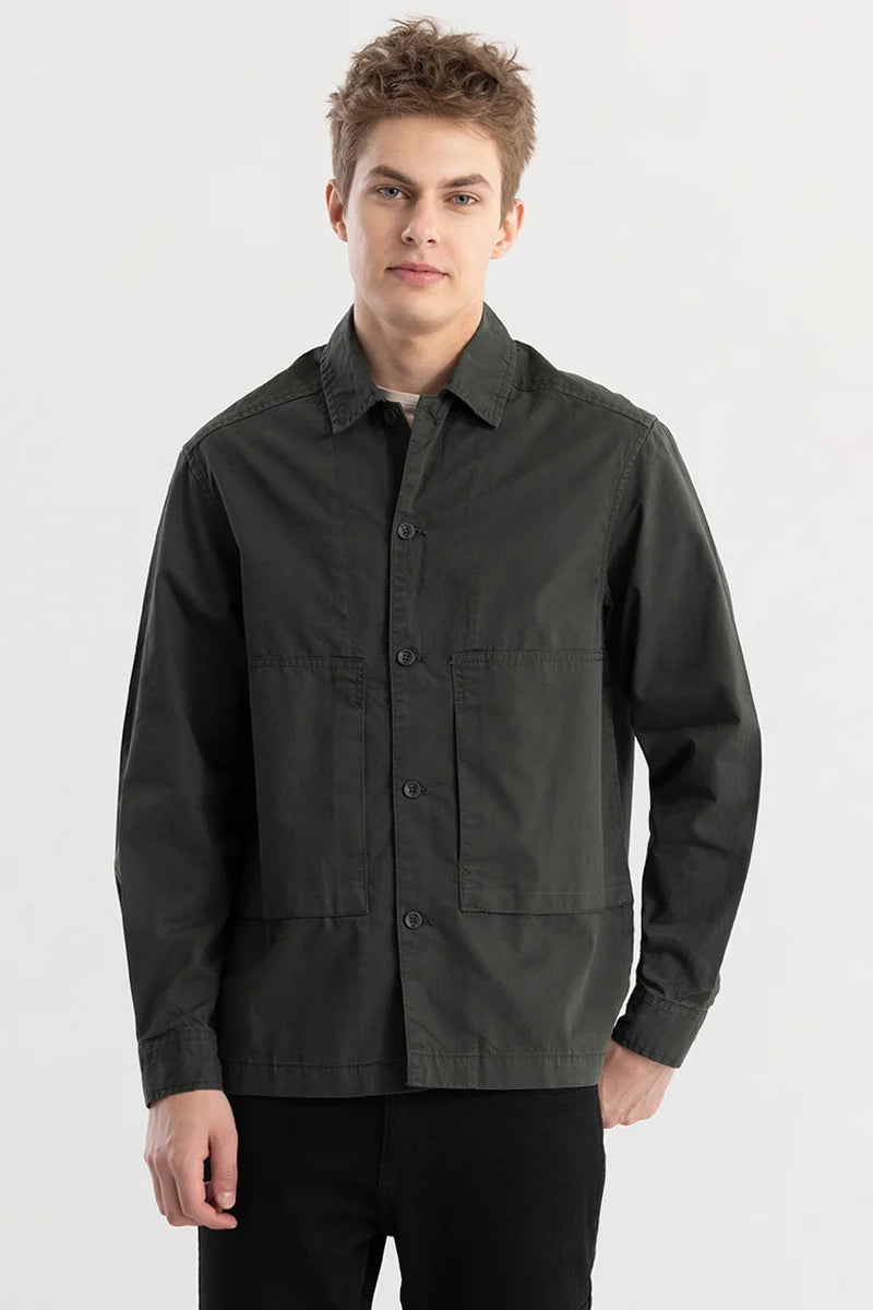 Eclectic Green Plain Overshirt