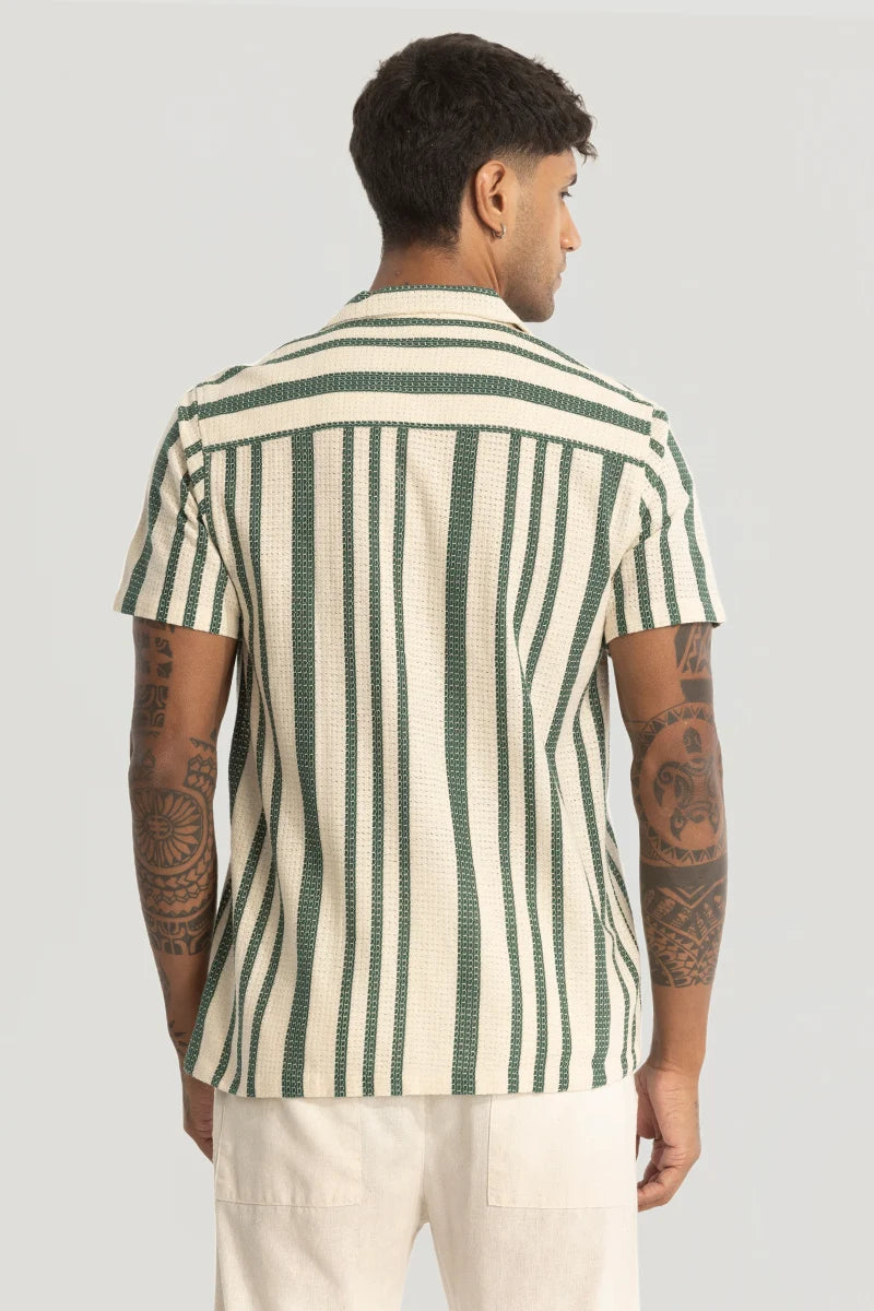 Green Stripe Crochet Shirt