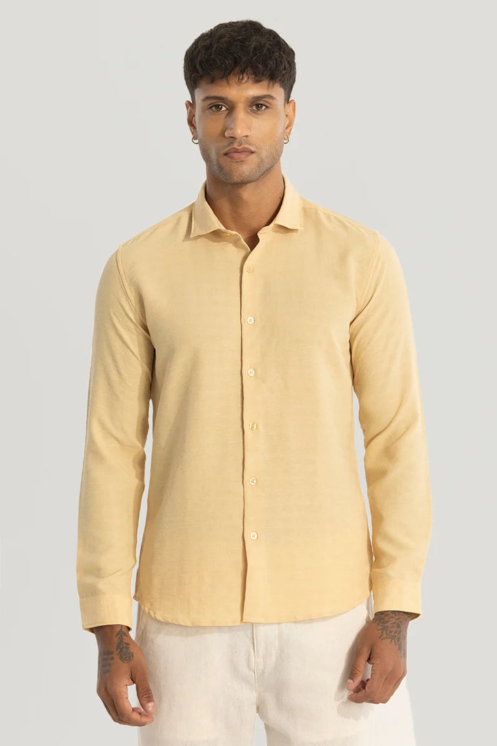 Yellow Self-Design Shirt