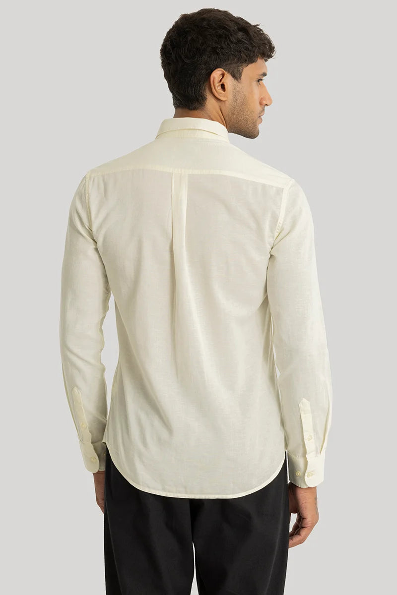 Henri Cream Plain Linen Shirt