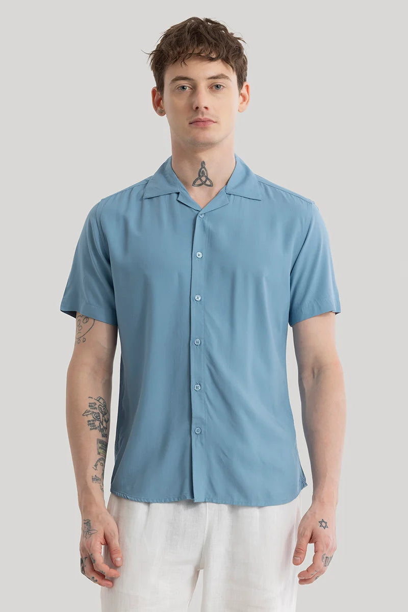 Bianca Blue Plain Shirt