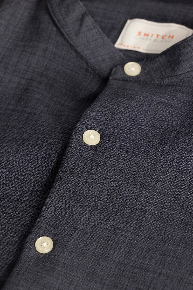 Grey Mandarin Linen Shirt