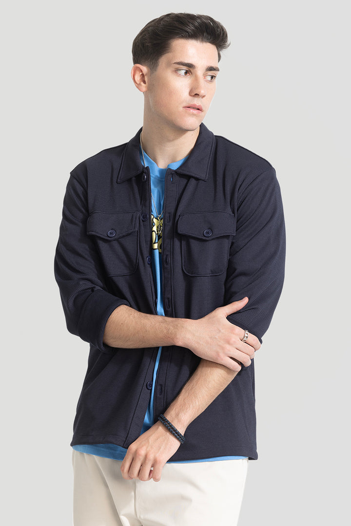 Navy Grid Checks Overshirt