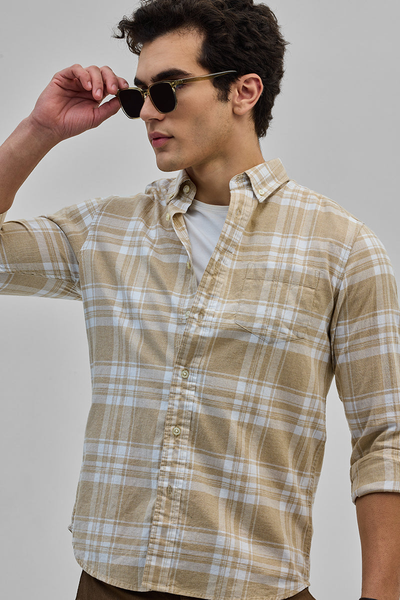 Khaki Oxford Checks Shirt