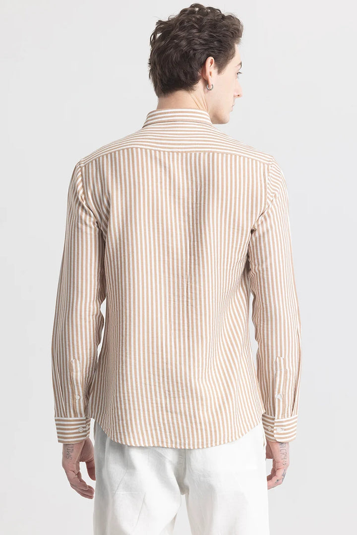 Stripehaven Beige Striped Shirt