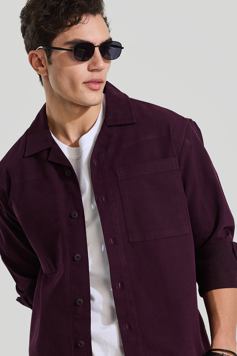 Burgundy Relaxed Fit Overshirt