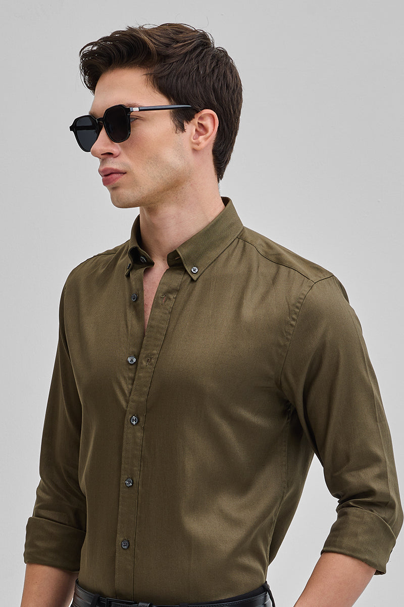 Olive Solid Twill Shirt